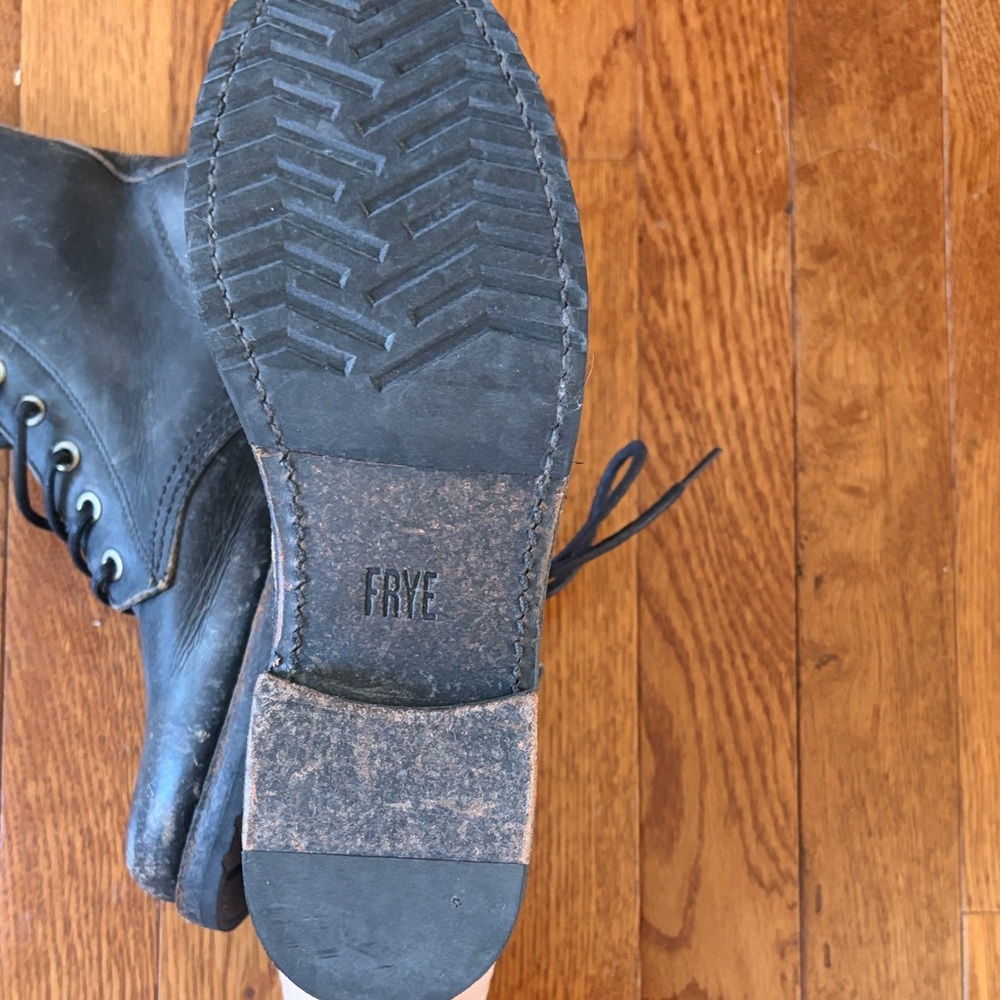 Frye Black Leather Lace-Up Boots - Picture 3 of 5